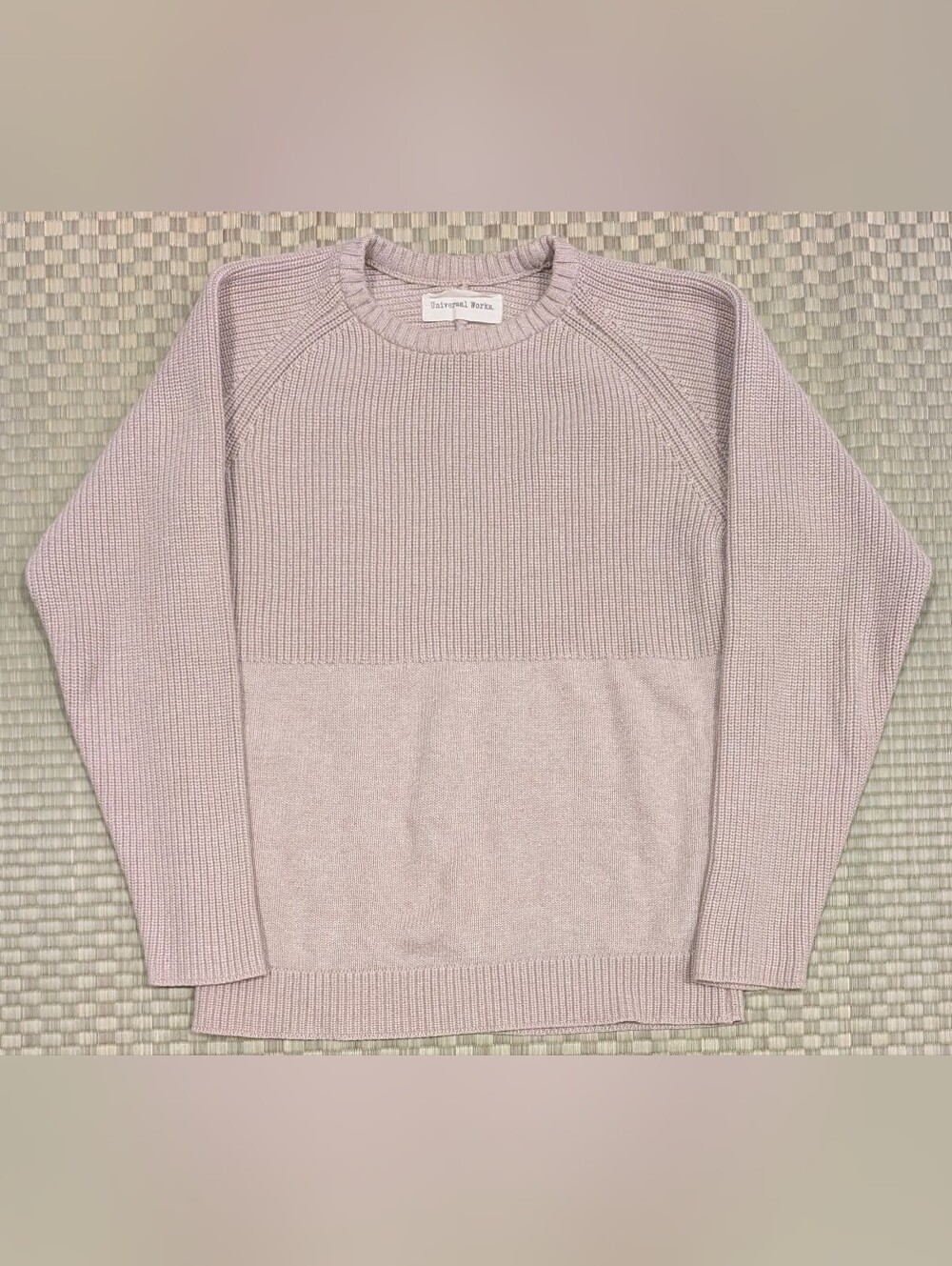 Universal Works 100% Cotton Knit Sweater Beige Men's Size XS Made in Portugal